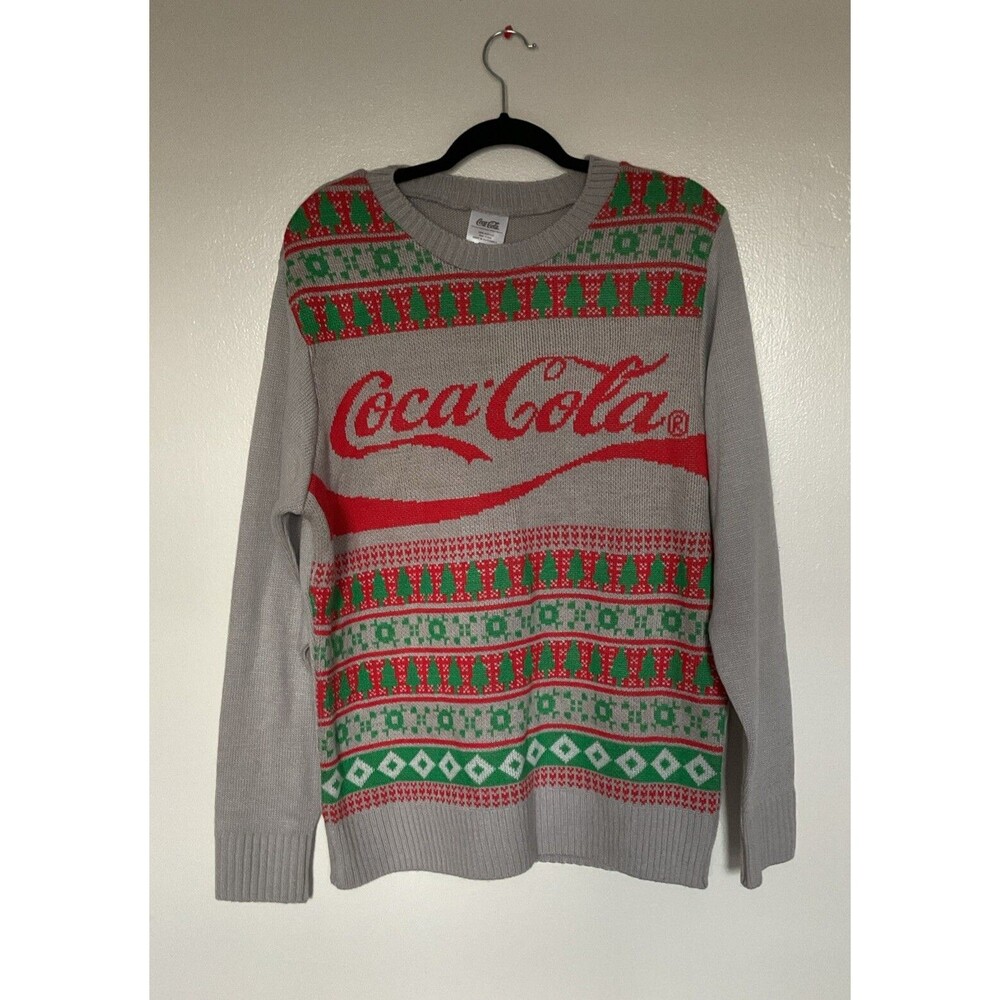 Christmas Spell Out Winter Holiday Ugly Christmas Tree Knit Pullover Size L